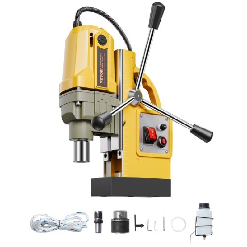 VEVOR Magnetic Drill, κινητήρας 1400W 1,6 in Boring Diameter, 2810 lbf Portable Electric Mag Drill Press, 800 RPM Ταχύτητα χωρίς φορτίο, Μηχανή διάτρησης για μεταλλική επιφάνεια, βιομηχανική και οικιακή βελτίωση