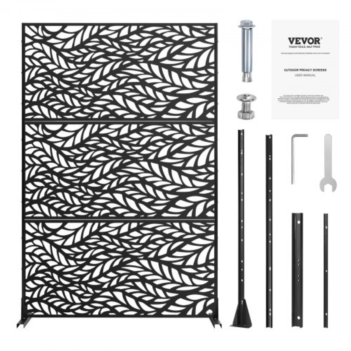 VEVOR Metal Privacy Screen, 47" W x 72" H, Εξωτερικές οθόνες & πάνελ Privacy, Ανεξάρτητο διαχωριστικό εξωτερικού χώρου με βάση, διακοσμητικός φράκτης κήπου με 3 πάνελ, χαλύβδινος φράχτης ιδιωτικότητας για μπαλκόνι Αίθριο Εσωτερικό δωμάτιο Μα