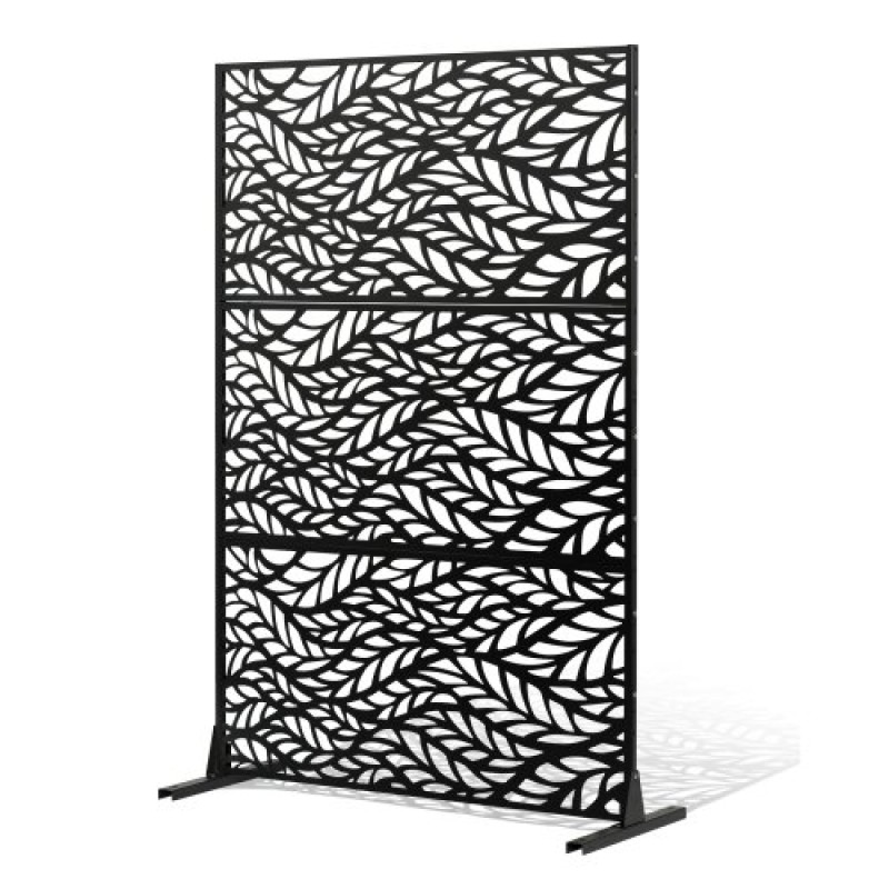 VEVOR Metal Privacy Screen, 47" W x 72" H, Εξωτερικές οθόνες & πάνελ Privacy, Ανεξάρτητο διαχωριστικό εξωτερικού χώρου με βάση, διακοσμητικός φράκτης κήπου με 3 πάνελ, χαλύβδινος φράχτης ιδιωτικότητας για μπαλκόνι Αίθριο Εσωτερικό δωμάτιο Μα