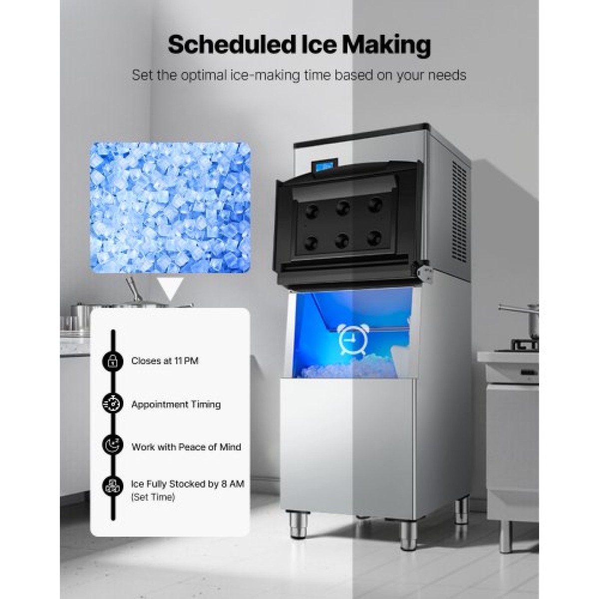 VEVOR Commercial Ice Maker 300 lbs/24 h Αυτοκαθαριζόμενη παγομηχανή - Μόνο κεφαλή