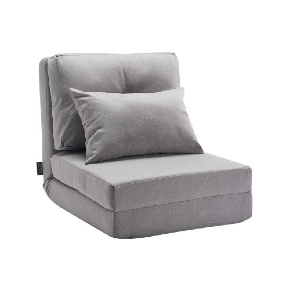 VEVOR Convertible Flip Chair, Καναπές Lazy ρυθμιζόμενου δαπέδου 5 θέσεων, Πτυσσόμενος καναπές κρεβάτι με επένδυση με ρυθμιζόμενο μεταλλικό πλαίσιο και μαξιλάρι, πτυσσόμενος καναπές-κρεβάτι Καρέκλα για σαλόνι υπνοδωμάτιο, γκρι
