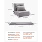 VEVOR Convertible Flip Chair, Καναπές Lazy ρυθμιζόμενου δαπέδου 5 θέσεων, Πτυσσόμενος καναπές κρεβάτι με επένδυση με ρυθμιζόμενο μεταλλικό πλαίσιο και μαξιλάρι, πτυσσόμενος καναπές-κρεβάτι Καρέκλα για σαλόνι υπνοδωμάτιο, γκρι