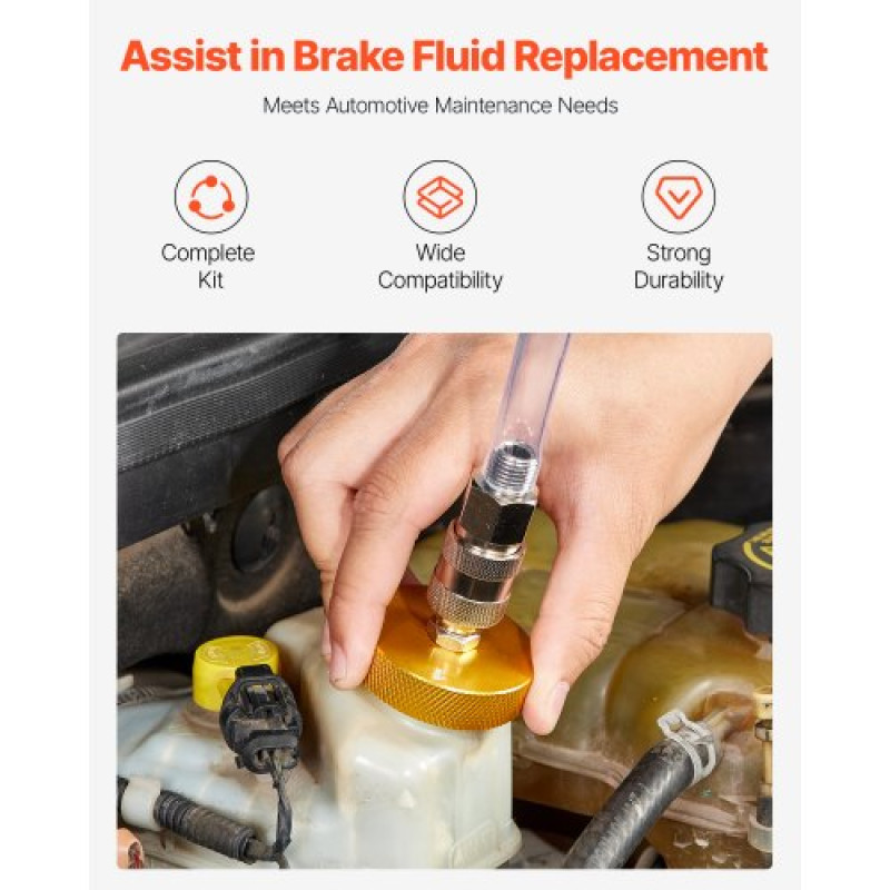 VEVOR Brake Master Bleeder Kit, 17 τμχ, Επαγγελματικό σετ αντάπτορα εξαέρωσης φρένων με πλήρες κιτ και λαβή, ανθεκτικός προσαρμογέας εξαέρωσης φρένων για πλήρωση υγρών φρένων για τα περισσότερα νέα και παλιά οχήματα