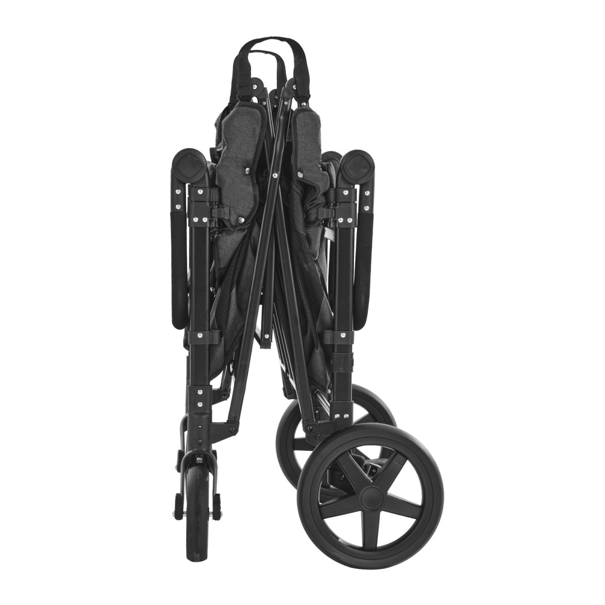Καρότσι VEVOR Wagon για 4 παιδιά, Push Pull Quad πτυσσόμενο καρότσι με ρυθμιζόμενη λαβή, ζώνη ασφαλείας & αφαιρούμενο κουβούκλιο, καροτσάκι 4 θέσεων για κάμπινγκ, σκούρο γκρι & μαύρο (330LBS Φόρτωση)
