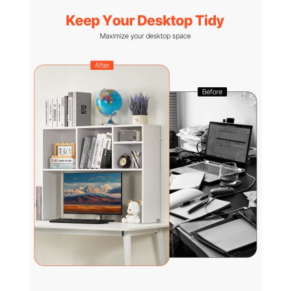 Επιτραπέζιο ράφι VEVOR, 1-Tier Desktop Storage Organizer, 37" x 9,4" x 28,7" ράφι γραφείου αποθήκευσης Ξύλινο ράφι, κάλυμμα επιτραπέζιου ραφιού με αντιολισθητικά πόδια, για γραφείο, σπίτι και κοιτώνα, λευκό