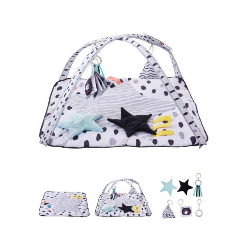 VEVOR Baby Play Gym Mat, Tummy Time Mat με 6 Sensory Toys, Baby Activity Mat με 2 μπάλες αφής & μαλακό ύφασμα για ανάπτυξη αισθητηριακών και κινητικών δεξιοτήτων, βασικό δώρο μωρού για νεογέννητο βρέφος 0-18 μηνών