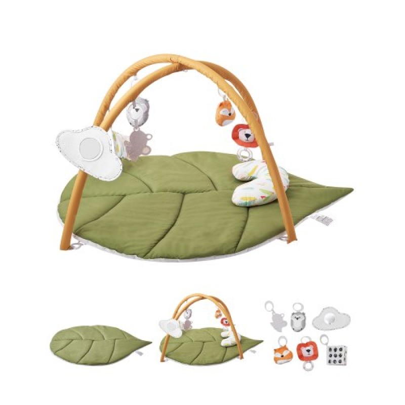VEVOR Baby Play Gym Mat, Baby Activity Mat με 6 Sensory Toys, Oversize σε σχήμα φύλλου Tummy Time Mat για νεογέννητο βρέφος 0-18 μηνών, βασικό δώρο μωρού για κινητικές δεξιότητες και πρώιμη γνωστική ανάπτυξη