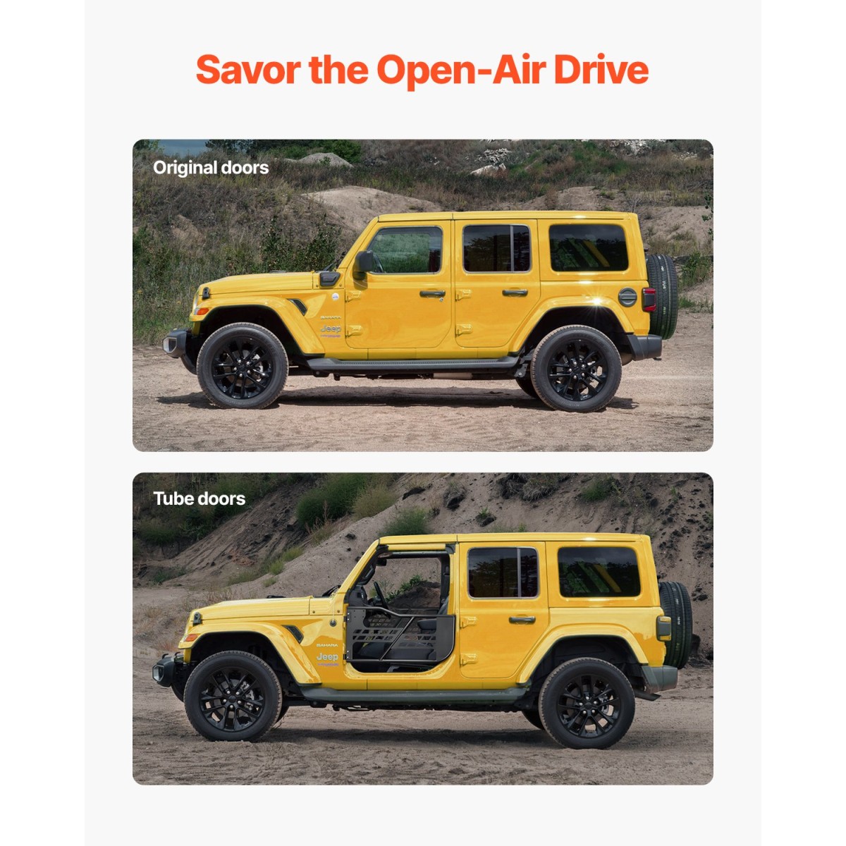 VEVOR Jeep Tube Doors, 2-θυρο, κυνηγετικό Jeep Tubular Door με βαρέως τύπου μεντεσέδες & OE μάνδαλο, πόρτες Jeep με λαστιχένια μαξιλάρια & σκληρυμένο ατσάλι, κατάλληλο για Jeep Wrangler JK 2007-2018