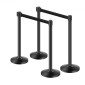 VEVOR Stanchion Post, 4 τεμ. Crowd Control Barrier με 4 ανασυρόμενες ζώνες, Carbon Steel Black Stanchion Post Queue με Sand Injection Hollow Base για θέατρα, πάρτι, γάμους, εκθέσεις, μαύρο