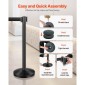 VEVOR Stanchion Post, 4 τεμ. Crowd Control Barrier με 4 ανασυρόμενες ζώνες, Carbon Steel Black Stanchion Post Queue με Sand Injection Hollow Base για θέατρα, πάρτι, γάμους, εκθέσεις, μαύρο