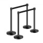 VEVOR Stanchion Post, 4 τεμ. Crowd Control Barrier με 4 ανασυρόμενες ζώνες, Carbon Steel Black Stanchion Post Queue με Sand Injection Hollow Base για θέατρα, πάρτι, γάμους, εκθέσεις, μαύρο
