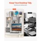 VEVOR Desktop Bookshelf, 3-Tier Desktop Storage Organizer, 37" x 10" x 31,1" ράφι γραφείου αποθήκευσης Ξύλινο ράφι, θήκη για επιτραπέζιο ράφι με δύο υφασμάτινα συρτάρια, για γραφείο, σπίτι και κοιτώνα, λευκό