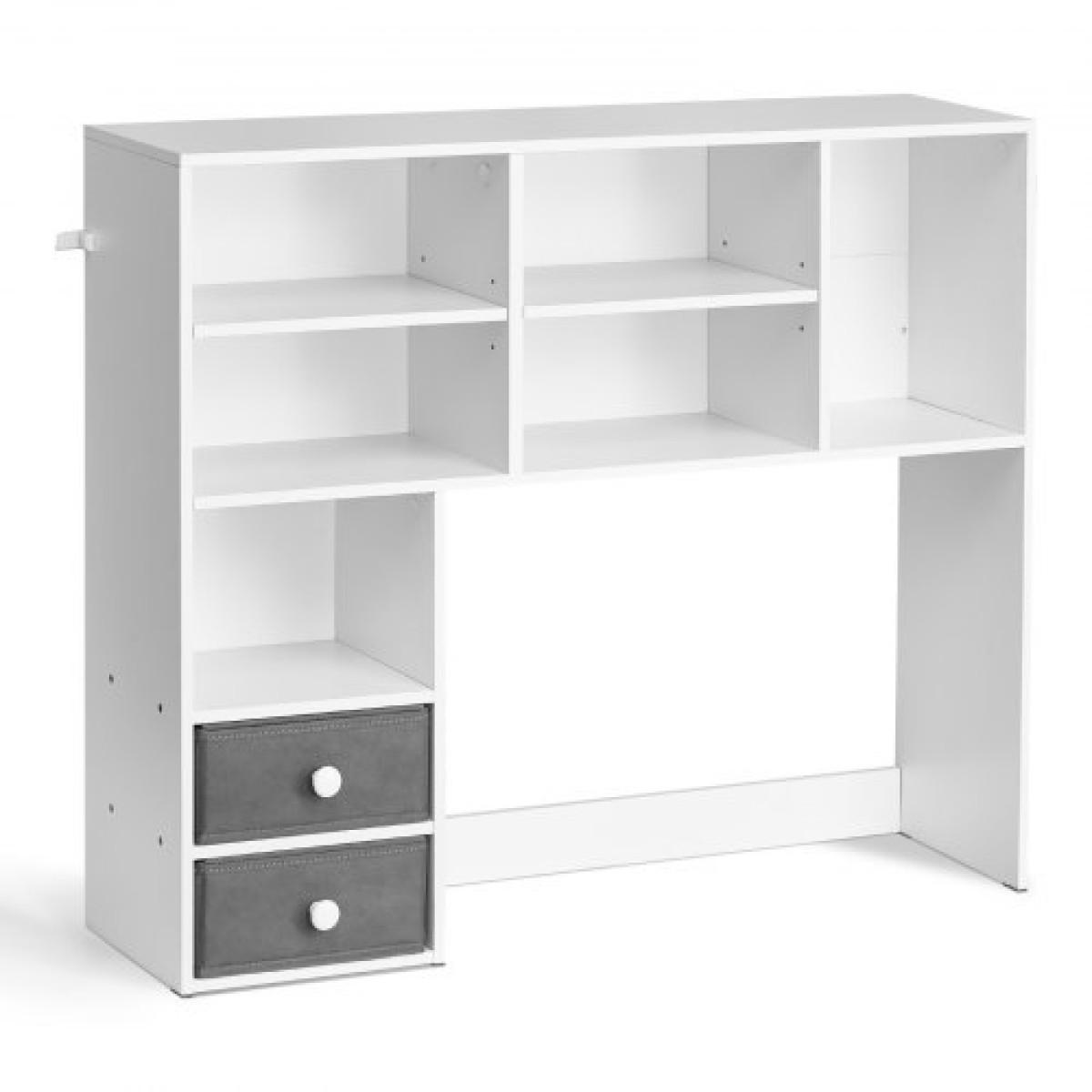 VEVOR Desktop Bookshelf, 3-Tier Desktop Storage Organizer, 37" x 10" x 31,1" ράφι γραφείου αποθήκευσης Ξύλινο ράφι, θήκη για επιτραπέζιο ράφι με δύο υφασμάτινα συρτάρια, για γραφείο, σπίτι και κοιτώνα, λευκό