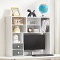 VEVOR Desktop Bookshelf, 3-Tier Desktop Storage Organizer, 37" x 10" x 31,1" ράφι γραφείου αποθήκευσης Ξύλινο ράφι, θήκη για επιτραπέζιο ράφι με δύο υφασμάτινα συρτάρια, για γραφείο, σπίτι και κοιτώνα, λευκό