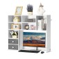 VEVOR Desktop Bookshelf, 3-Tier Desktop Storage Organizer, 37" x 10" x 31,1" ράφι γραφείου αποθήκευσης Ξύλινο ράφι, θήκη για επιτραπέζιο ράφι με δύο υφασμάτινα συρτάρια, για γραφείο, σπίτι και κοιτώνα, λευκό