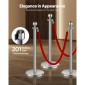 VEVOR Stanchion Post, 8 τμχ Σετ Crowd Control Barrier με 4 Red Velvet Ropes, 5 ft από ανοξείδωτο ατσάλι Ασημένιο Stanchion Post Queue με Sand Injection Hollow Base για θέατρο, πάρτι, γάμο, έκθεση