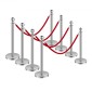 VEVOR Stanchion Post, 8 τμχ Σετ Crowd Control Barrier με 4 Red Velvet Ropes, 5 ft από ανοξείδωτο ατσάλι Ασημένιο Stanchion Post Queue με Sand Injection Hollow Base για θέατρο, πάρτι, γάμο, έκθεση