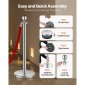 VEVOR Stanchion Post, 8 τμχ Σετ Crowd Control Barrier με 4 Red Velvet Ropes, 5 ft από ανοξείδωτο ατσάλι Ασημένιο Stanchion Post Queue με Sand Injection Hollow Base για θέατρο, πάρτι, γάμο, έκθεση