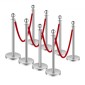 VEVOR Stanchion Post, 8 τμχ Σετ Crowd Control Barrier με 4 Red Velvet Ropes, 5 ft από ανοξείδωτο ατσάλι Ασημένιο Stanchion Post Queue με Sand Injection Hollow Base για θέατρο, πάρτι, γάμο, έκθεση