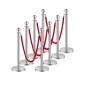 VEVOR Stanchion Post, 8 τμχ Σετ Crowd Control Barrier με 4 Red Velvet Ropes, 5 ft από ανοξείδωτο ατσάλι Ασημένιο Stanchion Post Queue με Sand Injection Hollow Base για θέατρο, πάρτι, γάμο, έκθεση