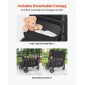 Καρότσι VEVOR Wagon για 4 παιδιά, Push Pull Quad πτυσσόμενο καρότσι με ρυθμιζόμενη λαβή, ζώνη ασφαλείας 5 σημείων & αφαιρούμενο κουβούκλιο, καροτσάκι 4 θέσεων για κάμπινγκ, μαύρο (330LBS Φόρτωση)