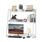 VEVOR Desktop Bookshelf, 2-Tier Desktop Storage Organizer, 37,4" x 12,6" x 35,4" Ράφι οθόνης ραφιών αποθήκευσης γραφείου, κάλυμμα επιτραπέζιου ραφιού με αντιολισθητικά πόδια ποδιών, για γραφείο, σπίτι και κοιτώνα, λευκό