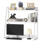 VEVOR Desktop Bookshelf, 2-Tier Desktop Storage Organizer, 37,4" x 12,6" x 35,4" Ράφι οθόνης ραφιών αποθήκευσης γραφείου, κάλυμμα επιτραπέζιου ραφιού με αντιολισθητικά πόδια ποδιών, για γραφείο, σπίτι και κοιτώνα, λευκό