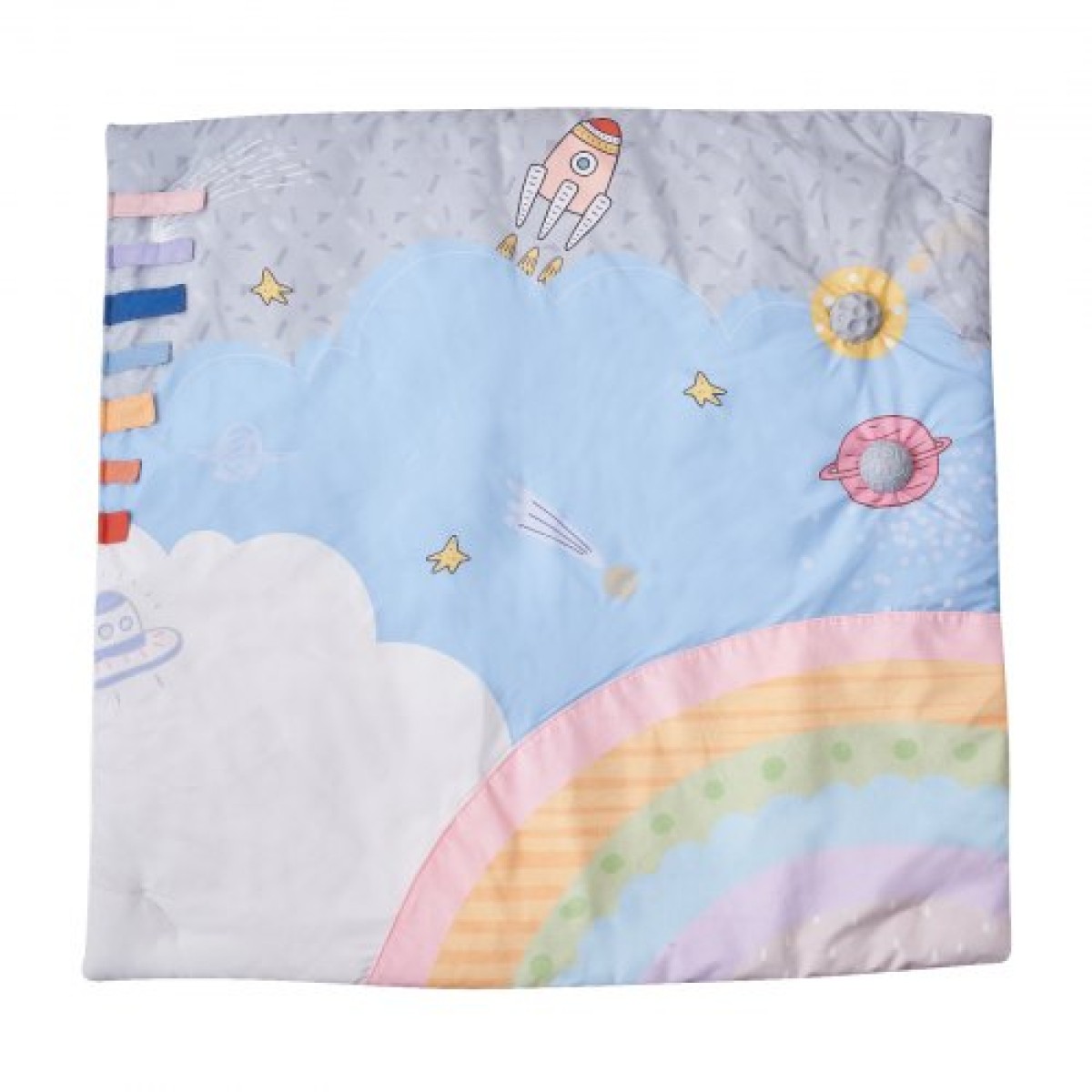 VEVOR Baby Play Gym Mat, Tummy Time Mat με 6 Sensory Toys, Baby Activity Mat with Light-up Musical Rocket Toy για νεογέννητο βρέφος 0-18 μηνών, Βασικό δώρο μωρού για ανάπτυξη αισθητηριακών και κινητικών δεξιοτήτων