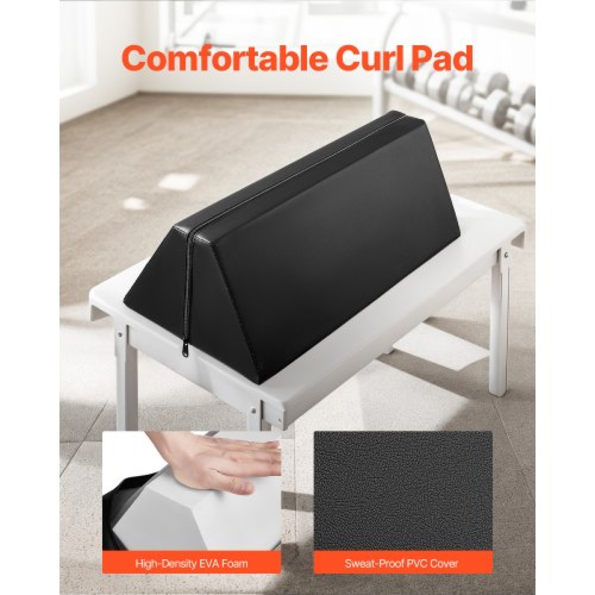 VEVOR Preacher Curl Pad, Φορητό Preacher Pad, Υποστήριξη άσκησης δικεφάλου εξοικονόμησης χώρου, Εξοπλισμός προπόνησης για άρση βαρών από αφρό EVA υψηλής πυκνότητας, απομονωτής υποστήριξης μπούκλας δικέφαλου με μπάρα και αλτήρα για γυμναστήριο στο σπίτι