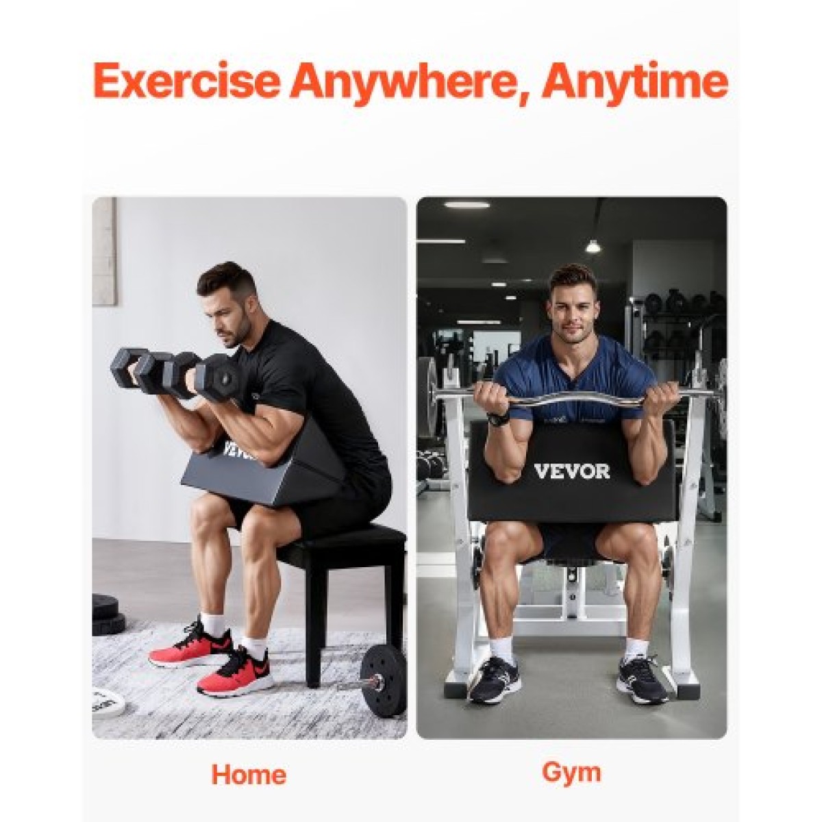 VEVOR Preacher Curl Pad, Φορητό Preacher Pad, Υποστήριξη άσκησης δικεφάλου εξοικονόμησης χώρου, Εξοπλισμός προπόνησης για άρση βαρών από αφρό EVA υψηλής πυκνότητας, απομονωτής υποστήριξης μπούκλας δικέφαλου με μπάρα και αλτήρα για γυμναστήριο στο σπίτι