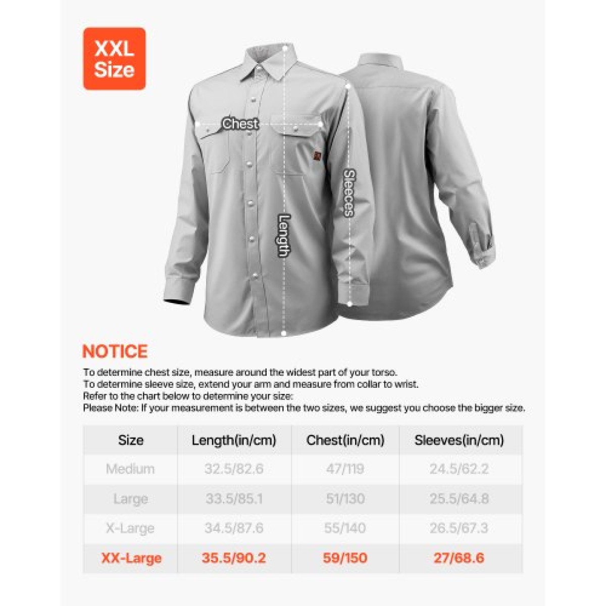 Σακάκι συγκόλλησης VEVOR FR - Μέγεθος XXL, 7oz.Ανθεκτικό στη φλόγα, βαμβακερό τζάκετ συγκόλλησης, Πλένεται στο πλυντήριο, ανθεκτικό στη θερμότητα μπουφάν ασφαλείας με μεταλλικό κουμπί και ρυθμιζόμενη μανσέτα, αξιολόγηση τόξου Meet ATPV 9,2 Cal/cm²