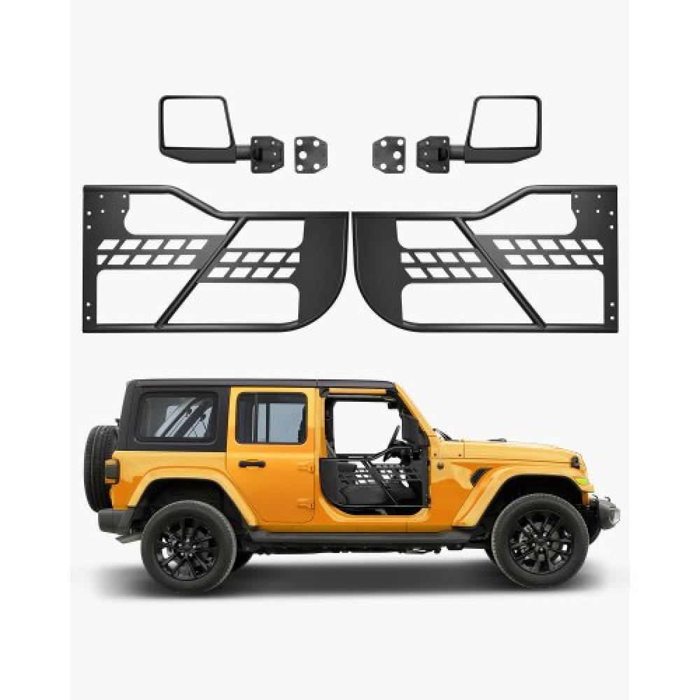 VEVOR Jeep Tube Doors, 2-θυρο, κυνηγετικό Jeep Tubular Door με βαρέως τύπου μεντεσέδες & OE μάνταλο, πόρτες Jeep με καθρέφτες οπισθοπορείας, Κατάλληλο για Jeep Wrangler JL 2018-2024 & Jeep Gladiator JT 2020-2024