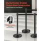 VEVOR Stanchion Post, 6 τεμ. Crowd Control Barrier με 6 ανασυρόμενες ζώνες, Carbon Steel Black Stanchion Post Queue με Sand Injection Hollow Base για θέατρα, πάρτι, γάμους, εκθέσεις, μαύρο