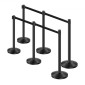 VEVOR Stanchion Post, 6 τεμ. Crowd Control Barrier με 6 ανασυρόμενες ζώνες, Carbon Steel Black Stanchion Post Queue με Sand Injection Hollow Base για θέατρα, πάρτι, γάμους, εκθέσεις, μαύρο