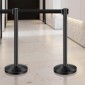 VEVOR Stanchion Post, 6 τεμ. Crowd Control Barrier με 6 ανασυρόμενες ζώνες, Carbon Steel Black Stanchion Post Queue με Sand Injection Hollow Base για θέατρα, πάρτι, γάμους, εκθέσεις, μαύρο