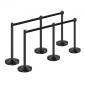 VEVOR Stanchion Post, 6 τεμ. Crowd Control Barrier με 6 ανασυρόμενες ζώνες, Carbon Steel Black Stanchion Post Queue με Sand Injection Hollow Base για θέατρα, πάρτι, γάμους, εκθέσεις, μαύρο