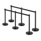 VEVOR Stanchion Post, 6 τεμ. Crowd Control Barrier με 6 ανασυρόμενες ζώνες, Carbon Steel Black Stanchion Post Queue με Sand Injection Hollow Base για θέατρα, πάρτι, γάμους, εκθέσεις, μαύρο