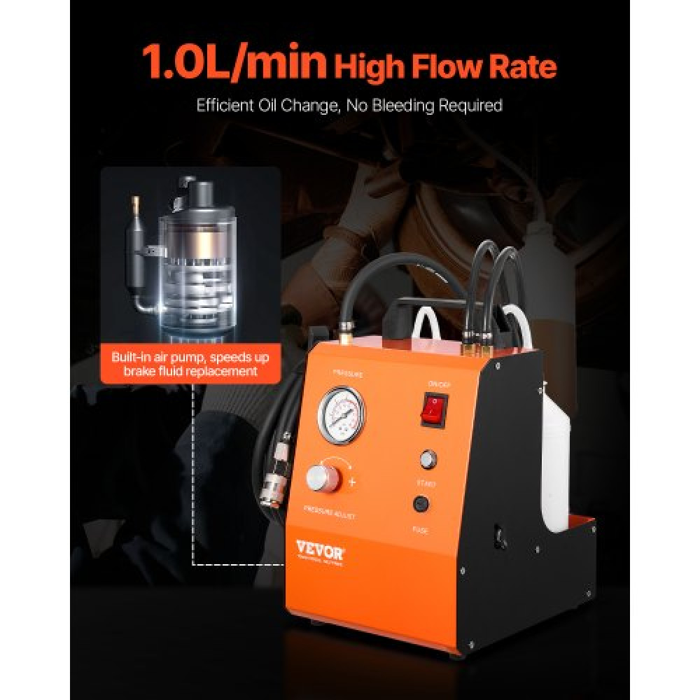 VEVOR Electric Brake Bleeder Kit, 120V Automatic Brake Fluid Bleeding Kit με 7 αντάπτορες κύριου κυλίνδρου & διπλά τροφοδοτικά, αντλία εξαέρωσης πίεσης φρένων 0,6 - 3 bar που ταιριάζει στα περισσότερα επιβατικά οχήματα