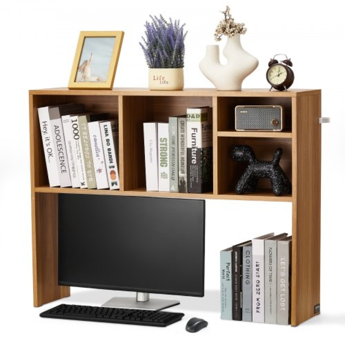 VEVOR Desktop Bookshelf, 1-Tier Wood Desktop Storage Organizer, 37" x 9.4" x 28.7" ράφι αποθήκευσης γραφείου, ξύλινο ράφι, θήκη για επιτραπέζια βιβλιοθήκη με αντιολισθητικά μαξιλαράκια ποδιών, για γραφείο, σπίτι και κοιτώνα