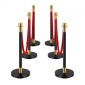 VEVOR Stanchion Post, 6 Pcs Crowd Control Barrier με 4 Red Velvet Ropes, 5 ft inox Stanchion Post Queue with Sand Injection Hollow Base for Theatre, Party, Wedding, Exhibition