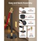 VEVOR Stanchion Post, 6 Pcs Crowd Control Barrier με 4 Red Velvet Ropes, 5 ft inox Stanchion Post Queue with Sand Injection Hollow Base for Theatre, Party, Wedding, Exhibition