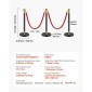 VEVOR Stanchion Post, 6 Pcs Crowd Control Barrier με 4 Red Velvet Ropes, 5 ft inox Stanchion Post Queue with Sand Injection Hollow Base for Theatre, Party, Wedding, Exhibition