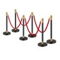 VEVOR Stanchion Post, 6 Pcs Crowd Control Barrier με 4 Red Velvet Ropes, 5 ft inox Stanchion Post Queue with Sand Injection Hollow Base for Theatre, Party, Wedding, Exhibition