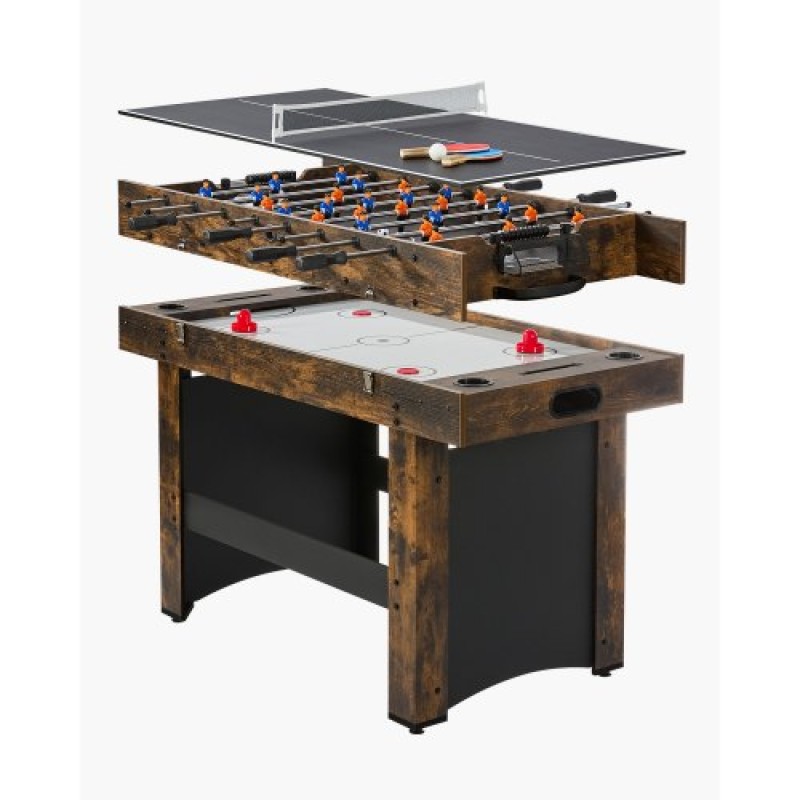 VEVOR 3-σε-1 Combo Σετ τραπεζιού παιχνιδιών, Τραπέζι Air Hockey 54", Τραπέζι πολλαπλών συνδυασμών με Air Hockey, Ping Pong, Foosball, Pushers & Pucks, Air Powered Arcade Arcade Τραπέζι για Οικογενειακό Δωμάτιο Παιχνιδιού Γραφείο