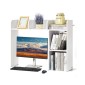 VEVOR Desktop Bookshelf, 2-Tier Desktop Storage Organizer, 37,2" x 9,5" x 28,9" ράφι γραφείου αποθήκευσης ξύλινο ράφι, επιτραπέζιο κάλυμμα ραφιών με αντιολισθητικά πόδια, για γραφείο, σπίτι και κοιτώνα, λευκό