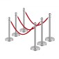 VEVOR Stanchion Post, 6 Pcs Crowd Control Barrier Set με 3 Red Velvet Ropes, 5 ft inox Stanchion Stanchion Post Queue with Sand Injection Hollow Base for Theater, Party, Wedding, Exhibition