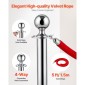 VEVOR Stanchion Post, 6 Pcs Crowd Control Barrier Set με 3 Red Velvet Ropes, 5 ft inox Stanchion Stanchion Post Queue with Sand Injection Hollow Base for Theater, Party, Wedding, Exhibition