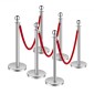 VEVOR Stanchion Post, 6 Pcs Crowd Control Barrier Set με 3 Red Velvet Ropes, 5 ft inox Stanchion Stanchion Post Queue with Sand Injection Hollow Base for Theater, Party, Wedding, Exhibition
