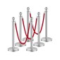 VEVOR Stanchion Post, 6 Pcs Crowd Control Barrier Set με 3 Red Velvet Ropes, 5 ft inox Stanchion Stanchion Post Queue with Sand Injection Hollow Base for Theater, Party, Wedding, Exhibition