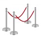 VEVOR Stanchion Post, 4 τμχ Crowd Control Barrier Set με 2 Red Velvet Ropes, 5 ft inox Stanchion Stanchion Post Queue with Sand Injection Hollow Base for Theater, Party, Wedding, Exhibition
